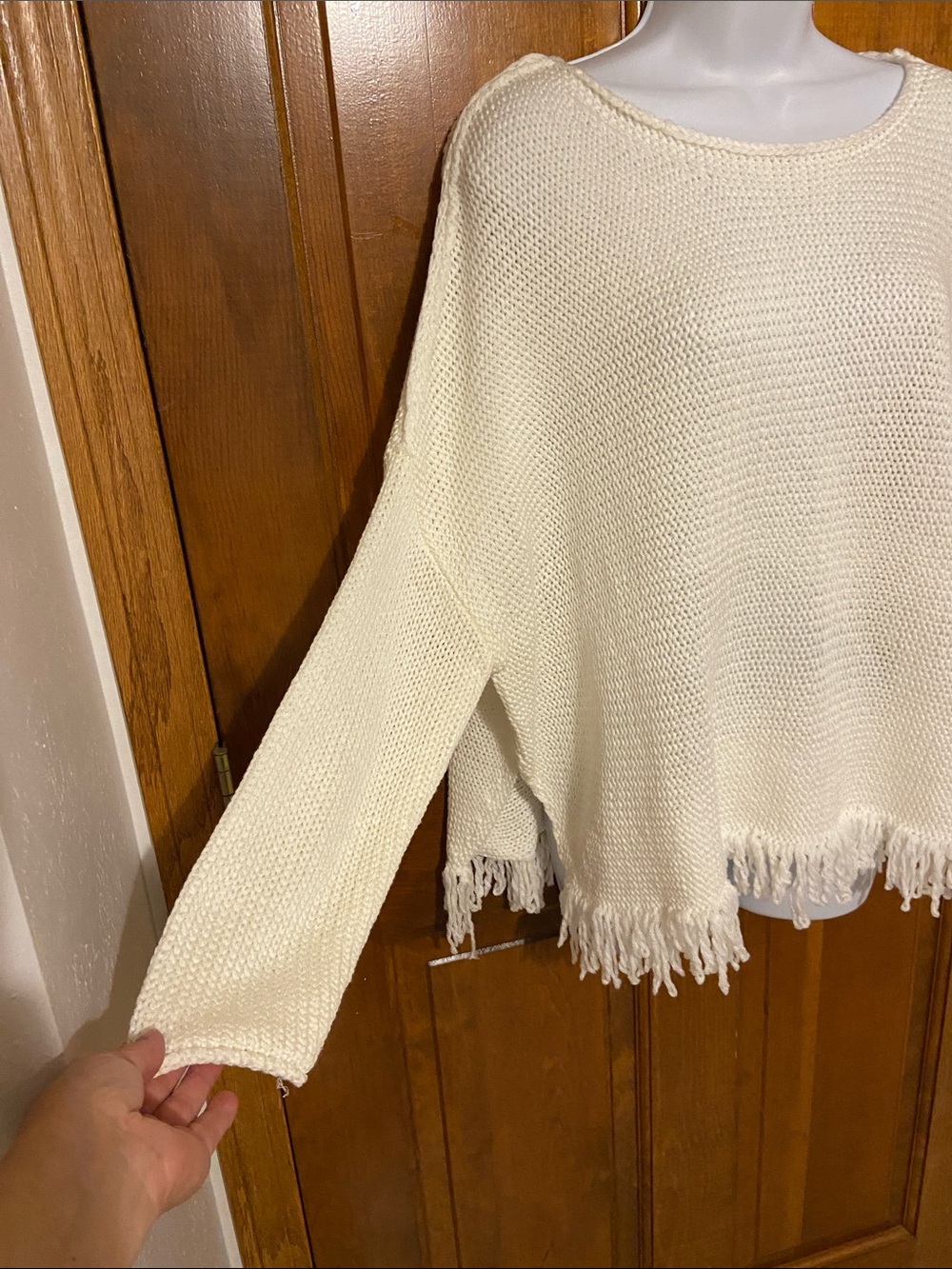 Laurie Felt Baja Sweater with Fringe Hem Detail Size XS/S - Picture 3 of 12